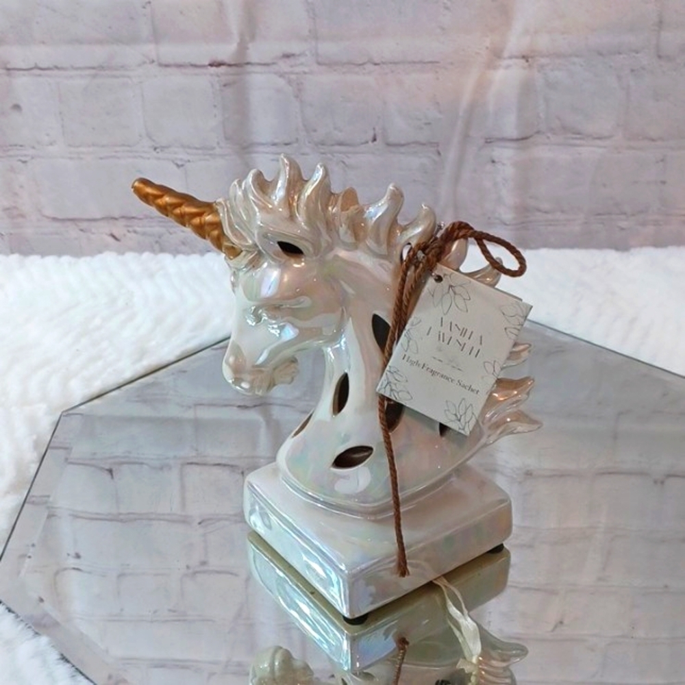 Unicorn Pearl Glazed  Incense Holder New